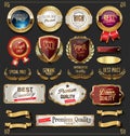 Collection of vintage retro premium quality golden badges and labels Royalty Free Stock Photo