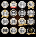 Collection of vintage retro premium quality silver badges and labels Royalty Free Stock Photo
