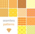 A collection of vintage seamless patterns with circles and embroidered with diamonds Royalty Free Stock Photo