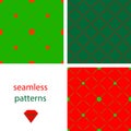 A collection of vintage seamless patterns with circles and embroidered with diamonds Royalty Free Stock Photo