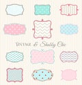 Collection of vintage and shabby chic frames, illustration Royalty Free Stock Photo