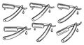 Vintage Straight Razor Icons with Dripping Liquid Royalty Free Stock Photo