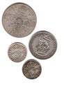 Vintage silver coins from the United Kingdom. Royalty Free Stock Photo