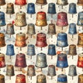 Collection of Vintage Thimbles Pattern Royalty Free Stock Photo