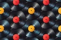 Collection of Vintage Vinyl Records, Retro Music Royalty Free Stock Photo