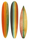 Collection vintage wooden surfboard