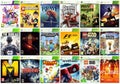 Collection of vintage xbox 360 video game console covers Royalty Free Stock Photo