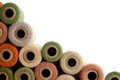 Collection of Vintage Yarn Spools Frame White Background Royalty Free Stock Photo