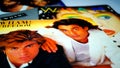 Collection of vinyl by the English duo, WHAM. first group of pop star GEORGE MICHAEL. White background
