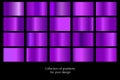 Collection of Violet gradient backgrounds. Set of purple metallic textures. Vector illustration Royalty Free Stock Photo