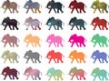 African Elephant Color Silhouettes