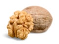 Collection of Walnut and a cracked walnut Royalty Free Stock Photo