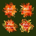 collection watercolor autumn labels vector design