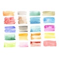 Collection watercolor background real watercolor. brush paint stroke striped. hand drawn elements for design. Isolated on white Royalty Free Stock Photo