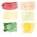 Collection watercolor background real watercolor. brush paint stroke striped. hand drawn elements for design. Isolated on white Royalty Free Stock Photo