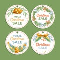 collection watercolor christmas sale tags vector design illustration Royalty Free Stock Photo