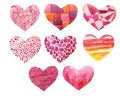 Watercolor Hearts in Various Pretty Styles