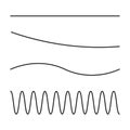 Collection of wavy or zigzag lines. Horizontal thin lines wave. Dotted line. Big set black color. Vector illustration. Royalty Free Stock Photo