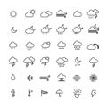 Collection of weather line icons on white background. Vector ill