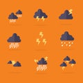 Collection of weather set vector flat