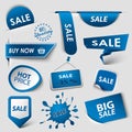 Collection web blue pointers labels for shopping