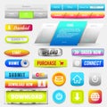 Collection of Web Buttons, Elements Set. Vector Templates, banners and labels, media, ribbons icons for website or app Royalty Free Stock Photo