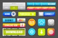 Collection of Web Buttons, Elements Set. Vector Templates, banners and labels, media, ribbons icons for website or app Royalty Free Stock Photo