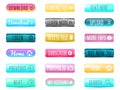 Collection of Web Buttons, Vector Templates, banners and labels, media. Ribbons icons for website or app, navigation Royalty Free Stock Photo