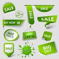 Collection web green pointers labels for shopping