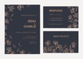 Collection of wedding invitation and response card templates decorated by magnolia tree branches with blooming flowers Royalty Free Stock Photo