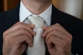 detail of the groom's suit on the wedding day Royalty Free Stock Photo