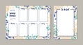 Collection of weekly planner with weekdays and to-do-list templates with frame decorated by colorful daub, paint marks