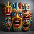 In the heart of a vibrant carnival, a delightful array of funny faces comes to life