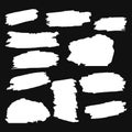 A collection white on a black background grungy abstract hand-painted brush strokes banner. Vector