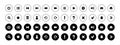 Collection of white and black buttons for mobile application, web development, casual games, ui kit design. Vector icon Royalty Free Stock Photo