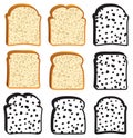 vector collection of white bread slices