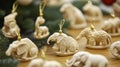 A Collection of White Ceramic Elephant Ornaments with Gold Accents Royalty Free Stock Photo
