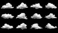 Collection of white clouds on black background Royalty Free Stock Photo