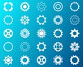 Collection of white gear wheel icons