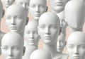 Collection of white mannequin heads against a soft pastel background Royalty Free Stock Photo