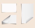 Collection of white paper sheets with curled corners and shadows Royalty Free Stock Photo