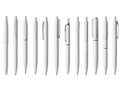 Collection of white pens in various angles isolated on white background Royalty Free Stock Photo