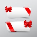 043 Collection of white tag banner with red ribbon vector illustration eps10