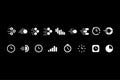 Collection of White Time and Speed Icons on Black Background Royalty Free Stock Photo