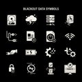 Blackout Data Symbols and Icons Set Royalty Free Stock Photo