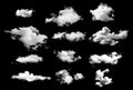 Collection of whtie clouds on black background Royalty Free Stock Photo