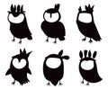 Collection of wild tribal owl icon isolated flat vector silhouette\'s