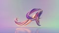 Collection Winding Alphabet. Unique twisted letters. Violet pink neon. Letter A. 3d Illustration Royalty Free Stock Photo
