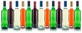 Collection of wine bottles in a row red isolated on white Royalty Free Stock Photo