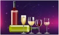 Collection of wine glasses and bottle on abstract background Royalty Free Stock Photo